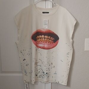 Purple Men's Graphic Tank Top - Cream